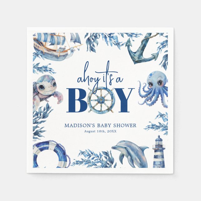 Ahoy ist eine Baby-Kinderdusche Serviette (Vorderseite)