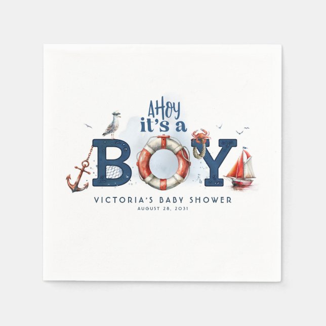 Ahoy ist eine Baby-Kinderdusche Serviette (Vorderseite)