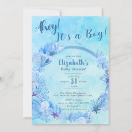 Ahoy ist eine Baby Niedlich Blue Boy's Baby Dusche Einladung