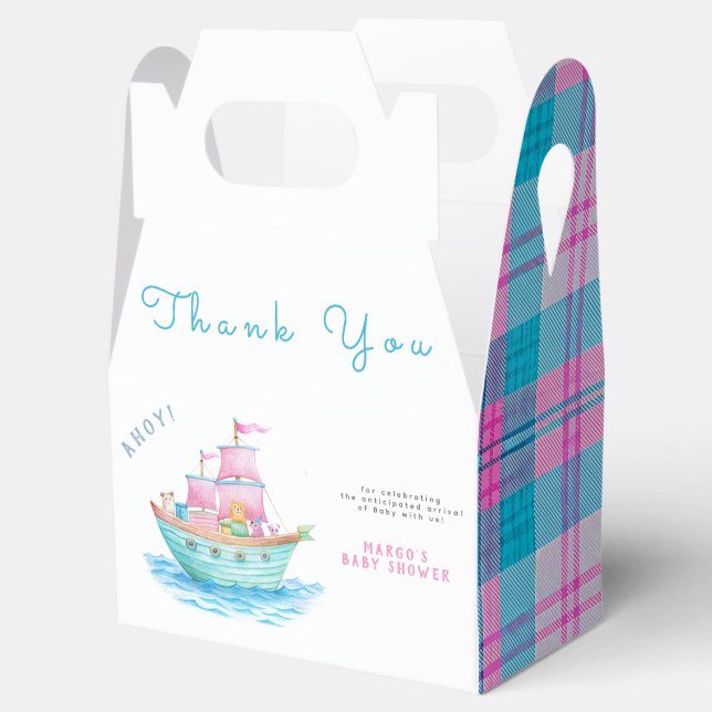 Ahoy ist eine Baby Ship Animals Sailboat Baby Dusc Geschenkschachtel (Geöffnet)