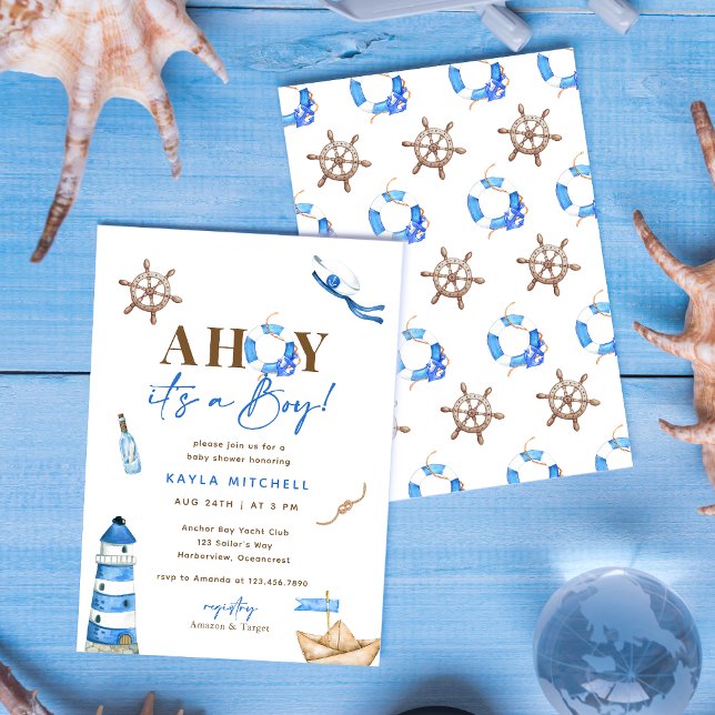 Ahoy ist eine Babydusche, die für Kinder bestimmt  Einladung (Von Creator hochgeladen)