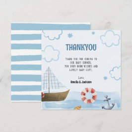 Ahoy ist eine junge blaue Sailboat Babydusche Dankeskarte