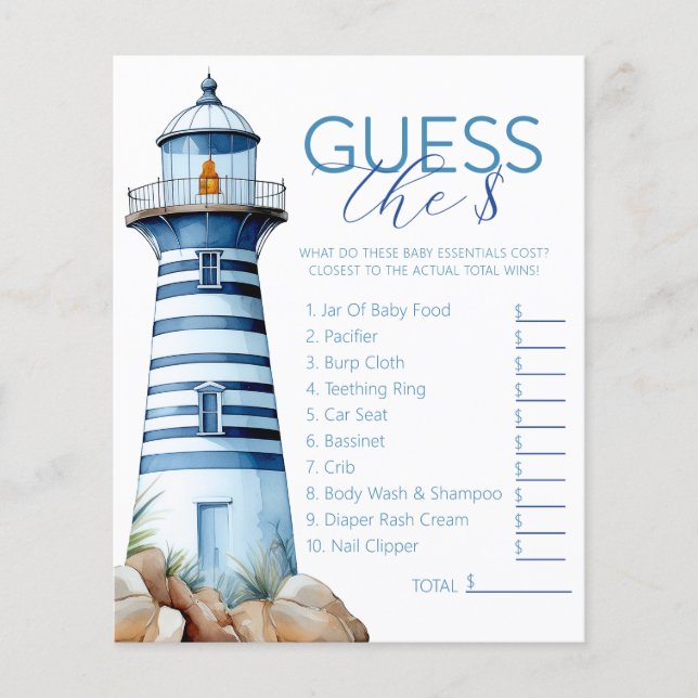 Ahoy It is a Boy Nautical Baby Shower Guessing Gam Flyer (Vorne)