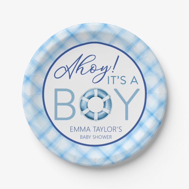 Ahoy It is a Boy Nautical Baby Shower Paper Teller (Vorderseite)