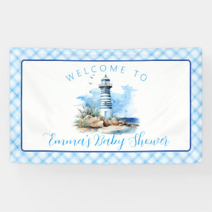 Ahoy It is a Boy Nautical Lighthouse Baby Shower Banner