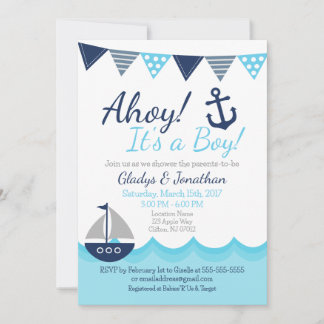 Ahoy! It’s a Boy Nautical Sailor Baby Shower Invit Einladung