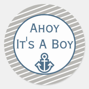 Ahoy It's a Boy Baby Showaufkleber Runder Aufkleber