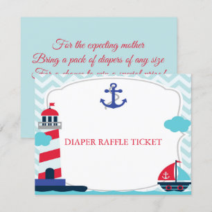 Ahoy It's a Boy Baby Shower Diaper Raffle Ticket Einladung