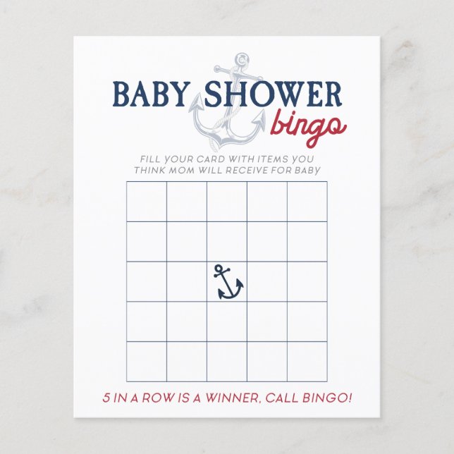 Ahoy It's a Boy Nautical Baby Shower Bingo Game (Vorderseite)