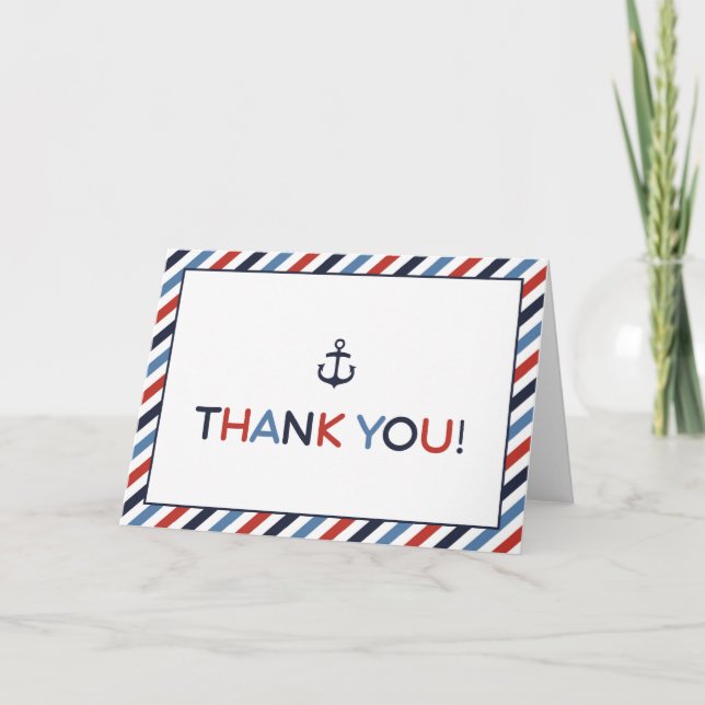 Ahoy It's a Boy Nautical Baby Shower Vielen Dank Dankeskarte (Vorderseite)