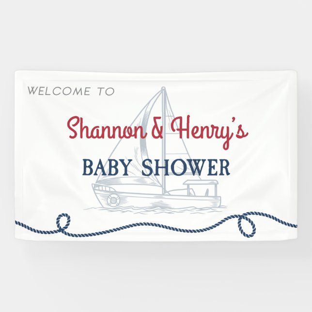 Ahoy It's a Boy Nautical Baby Shower Willkommen Banner (Horizontal)