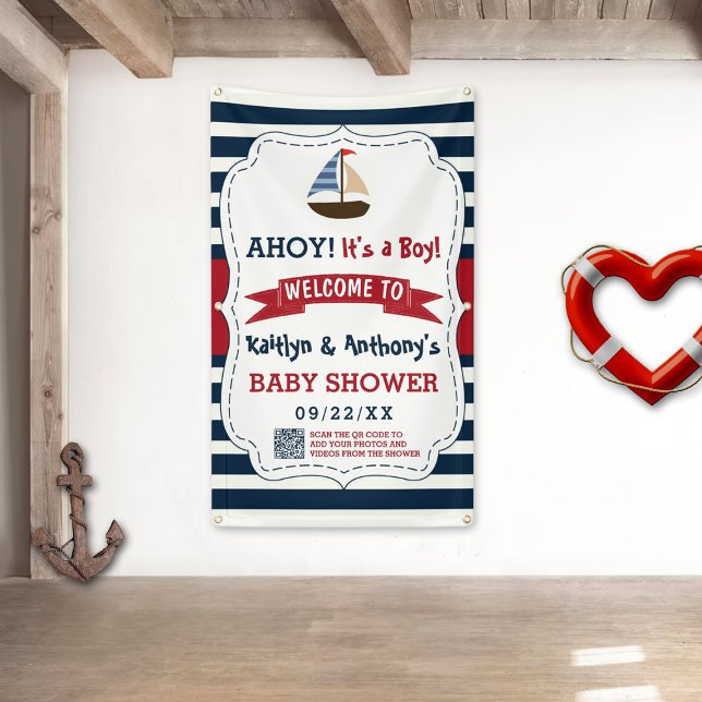 Ahoy It's A Boy! Nautical Boat Baby Shower Welcome Banner (Von Creator hochgeladen)
