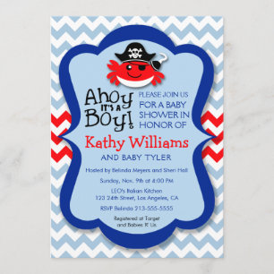 Ahoy It's a Boy - Pirate Crab Boy Baby Shower Einladung