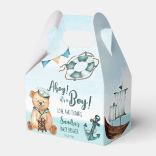 Ahoy it's a boy teddy bear nautical baby shower geschenkschachtel