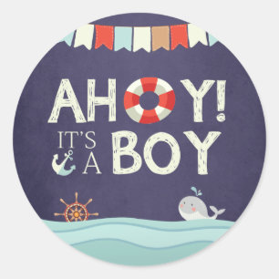 Ahoy It's A Boy Umschlag Aufkleber Aufkleber Nauti