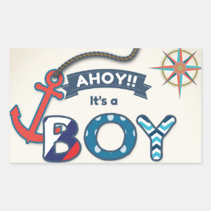 Ahoy It's A Boy Umschlag Aufkleber Aufkleber Nauti