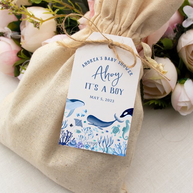 Ahoy It's a Boy Under Sea Baby Shower Vielen Dank Geschenkanhänger (Von Creator hochgeladen)