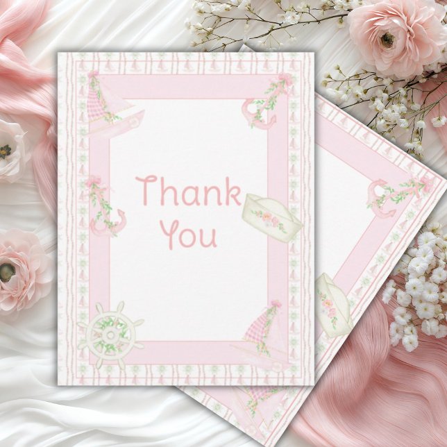 Ahoy It's a Girl Nautical Dankeskarte (Von Creator hochgeladen)