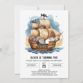 Ahoy Kids Treasure Pirate Geburtstag Einladung