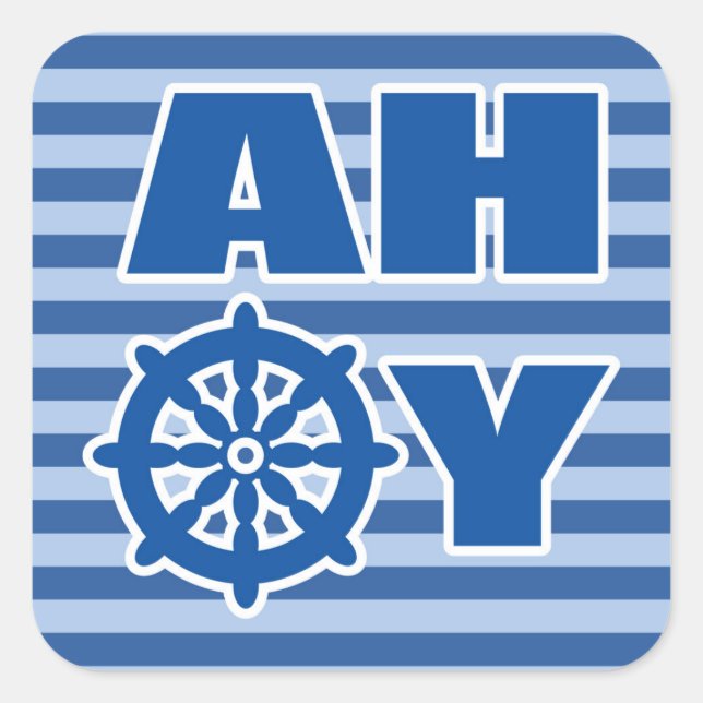Ahoy Kinderzimmer Poster Quadratischer Aufkleber (Vorderseite)