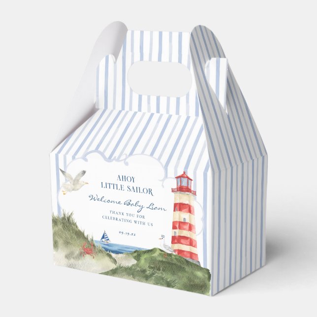 Ahoy Little Sailor Nautical Baby Dusche Geschenkschachtel (Vorderseite)
