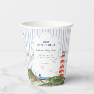 Ahoy Little Sailor Nautical Baby Dusche Pappbecher