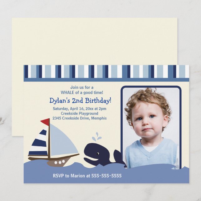 Ahoy Mate 12x18 Birthday Foto Einladung (Vorne/Hinten)