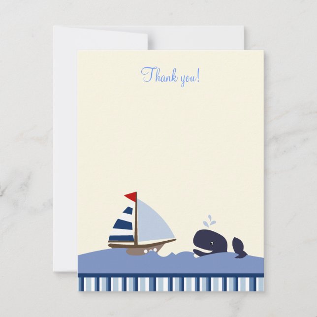 Ahoy Mate Blue Whale 4x5 Wohnung Vielen Dank Mitteilungskarte (Vorderseite)