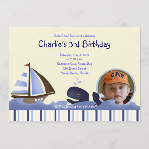 Ahoy Mate Blue Whale Birthday 12x18 Foto Einladung