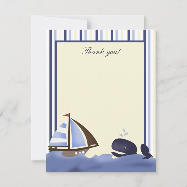 Ahoy Mate Blue Whale Flat Danke, Karte (Vorderseite)