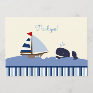Ahoy Mate Whale Flat Vielen Dank - Blue Strip Dankeskarte