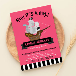 Ahoy Matey! Boat Pirate Girl Babydusche Einladung