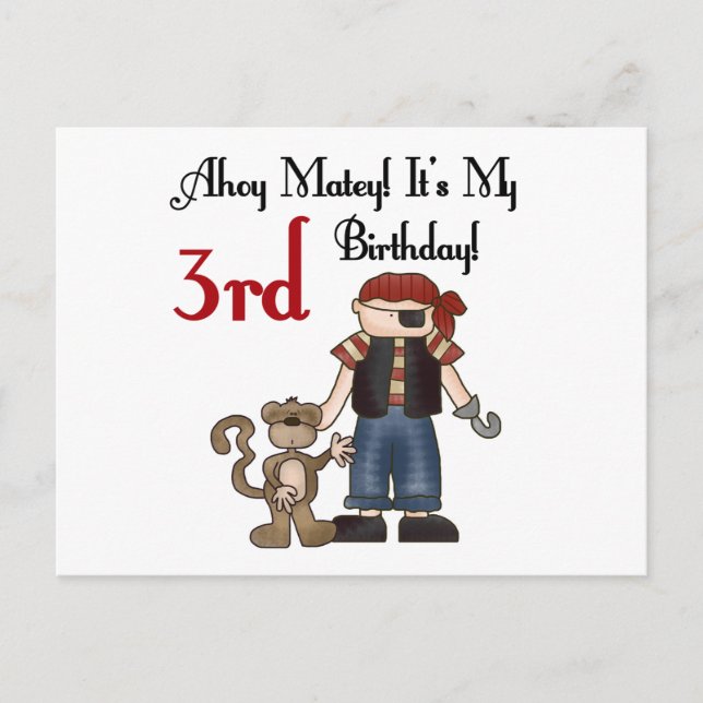 Ahoy Matey Pirate 3. Geburtstagsgeschenke und Gesc Postkarte (Vorderseite)
