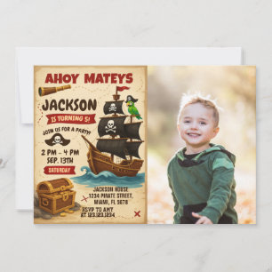 Ahoy Matey Pirate Geburtstagsparty Einladung