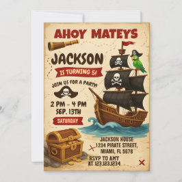 Ahoy Matey Pirate Geburtstagsparty Einladung