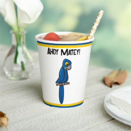 Ahoy Matey Pirate Parrot Cartoon, Funny Macaw Bird Pappbecher