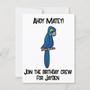 Ahoy Matey Pirate Parrot Cartoon, Funny Macaw Bird Postkarte