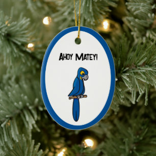 Ahoy Matey Piratenpapagei Cartoon, Lustiger Ara-Vo Keramik Ornament