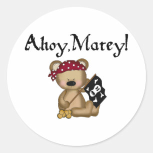 Ahoy Matey Teddy Bear Pirate Stickers