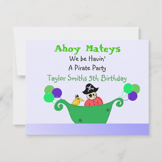 Ahoy Mateys Pirate Party Einladung (Vorderseite)