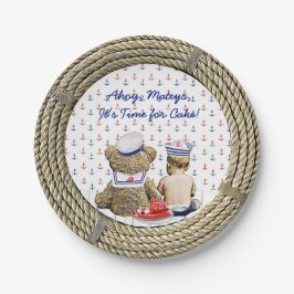 Ahoy, Matyes, Boy's Baby Shower Nautical Pappteller