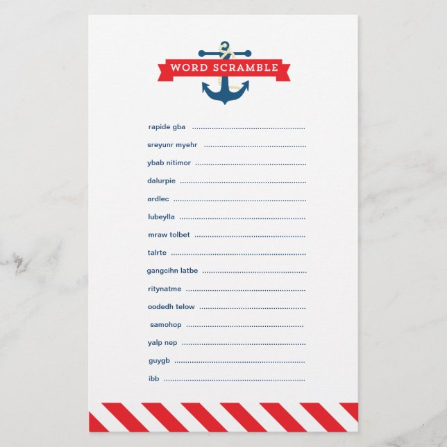 Ahoy! Nautic Baby Shooter Word Scramble Game (Vorderseite)
