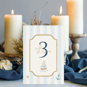 Ahoy Nautical Blue   Sailboat & Rope Tischnummer