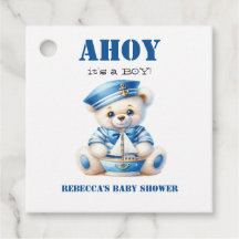 Ahoy Nautical Blue Sailor Bear Boy Baby Dusche
