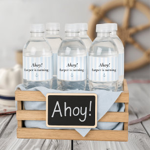 Ahoy Nautical Pastel Blue Sailboat Birthday