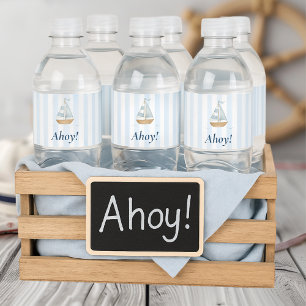 Ahoy Nautical Pastel Blue Sailboat Birthday