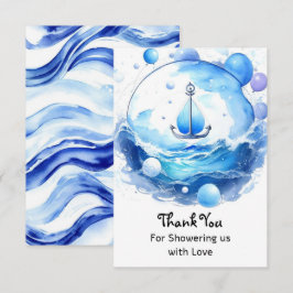 Ahoy Nautical Shower Boy Baby Shower Dankeskarte