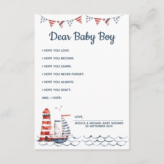 Ahoy Nautical Wünsche für Babyberatungskarte Begleitkarte (Vorderseite)
