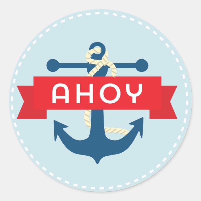 Ahoy! Nautische Ankerkleber Runder Aufkleber (Vorderseite)