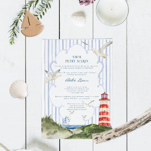 Ahoy Petit Marin Faire-Part Baby Shower Nautique Einladung